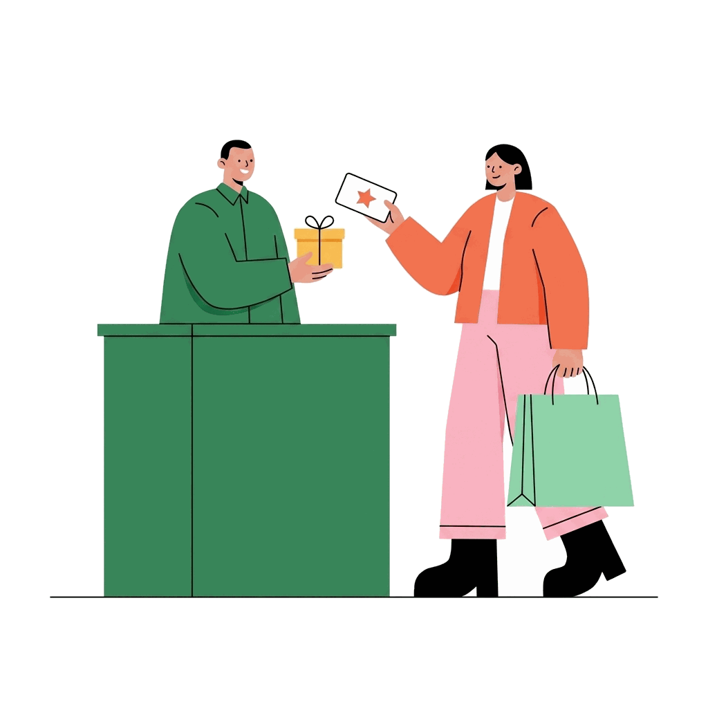 Customer redeeming rewards on a mobile phone